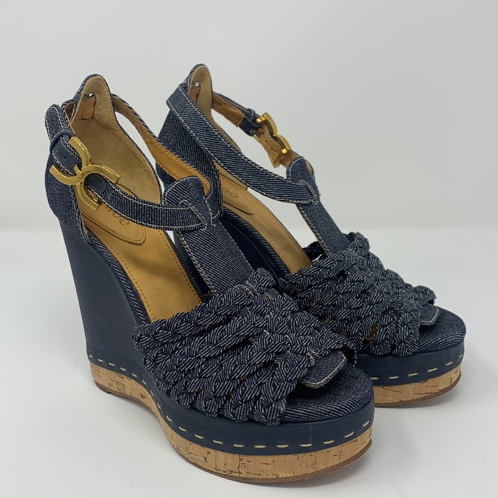Chloe denim Wedge sandals